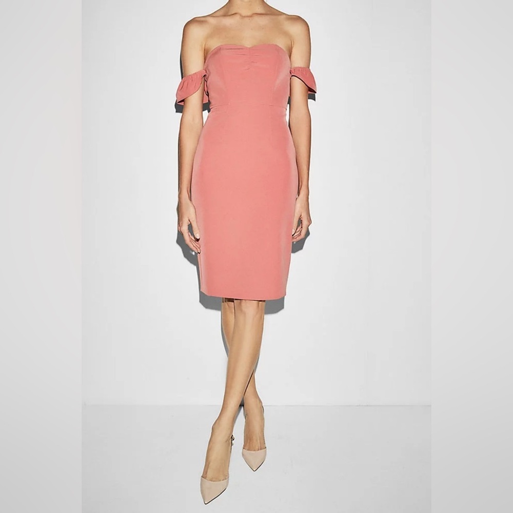 Elegant Pink Off-Shoulder Dress EUC